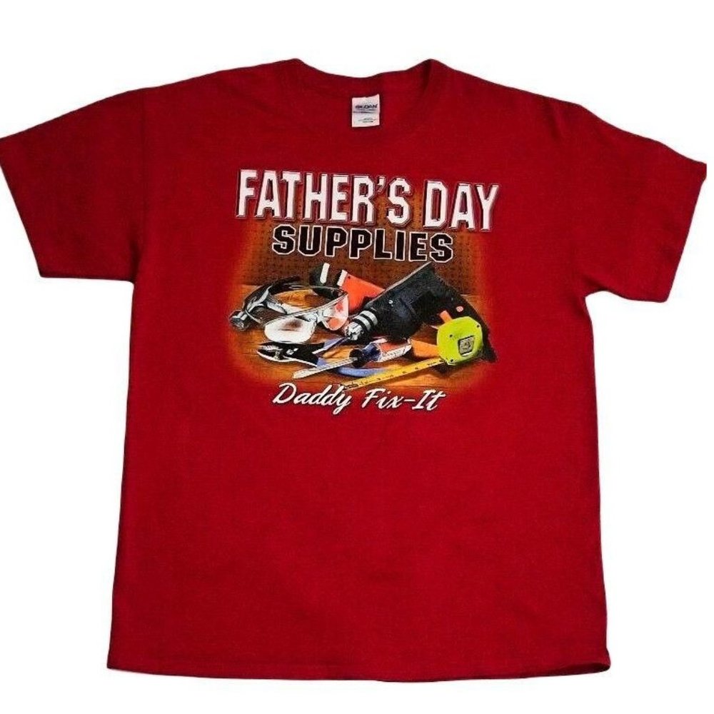 Gildan Red Short Sleeve Father's Day Supplies Daddy Fix-It T-Shirt Large‎ NWOT - Picture 2 of 8
